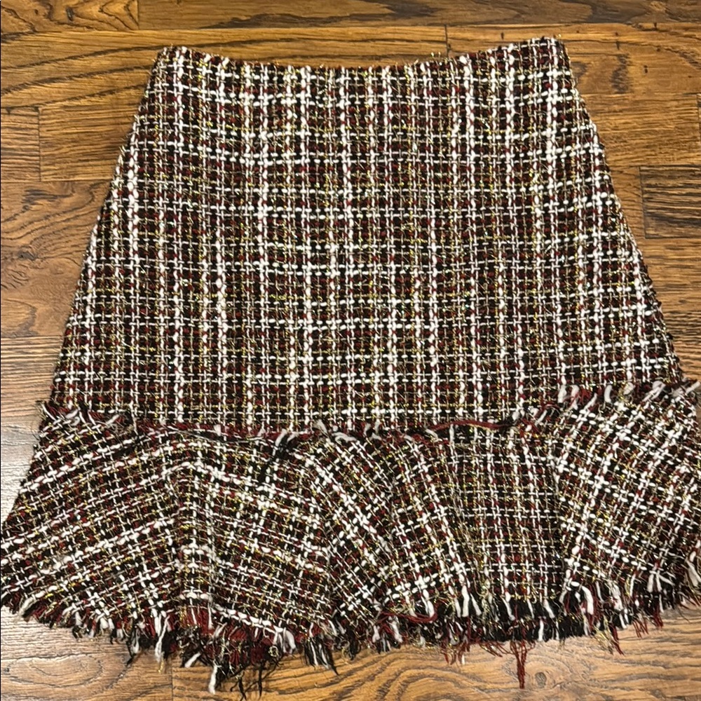 Chic Tweed Skirt - red/cream/black/gold